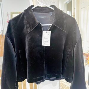 Theory Women's Black Velvet Bomber Jacket